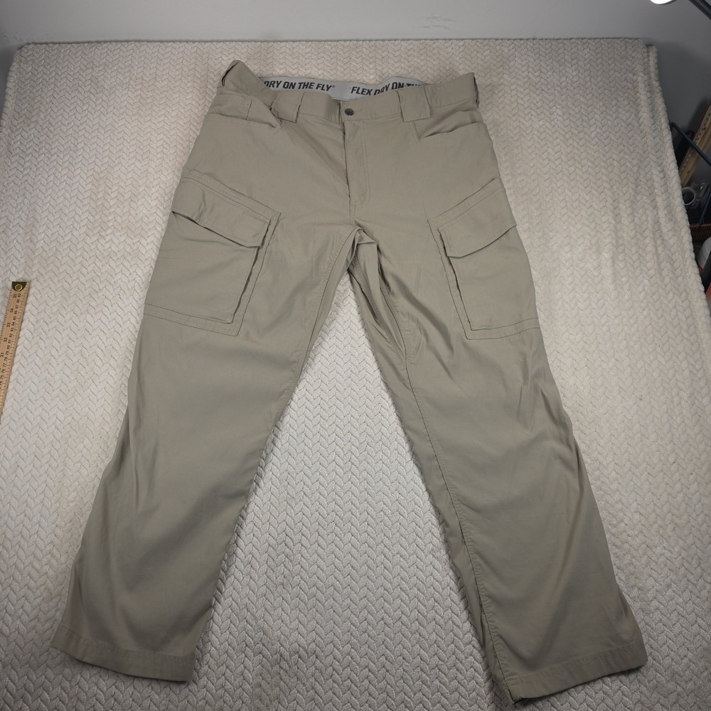 Duluth Trading Co Mens 40x30 Dry On The Fly Flex Cargo Pants Khaki Tan Stretch